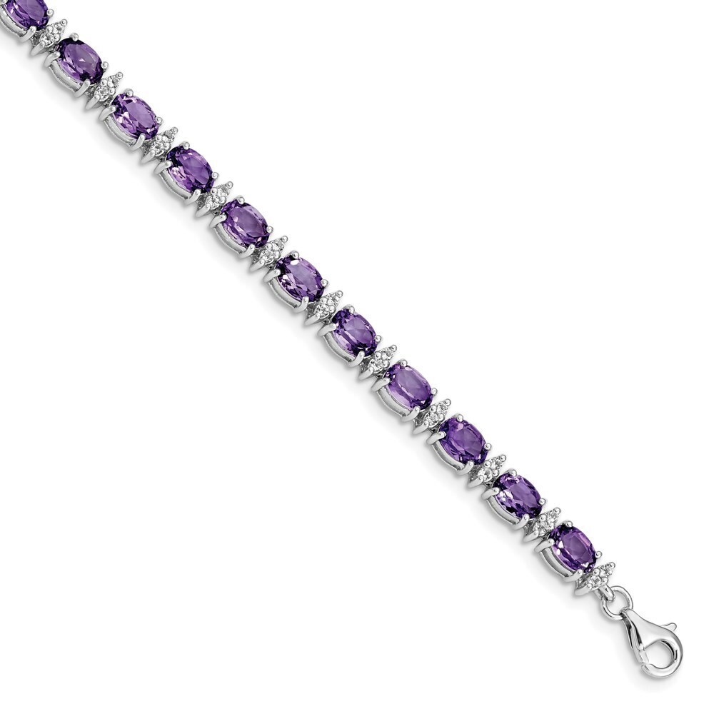 Kazi Luxury Sterling Silver Rhodium-plated Amethyst & White Topaz Bracelet